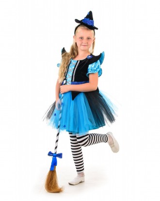 Детский карнавальный костюм Ведьмочка.
В комплекте: головной убор - шляпа, плать. . фото 2