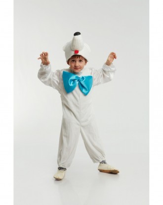 Дитячий карнавальний костюм Білого ведмедя.
У комплекті: головний убір, комбінез. . фото 2
