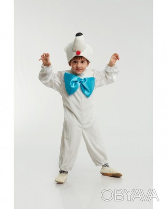 Дитячий карнавальний костюм Білого ведмедя.
У комплекті: головний убір, комбінез. . фото 1