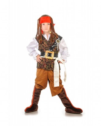 Детский карнавальный сценический костюм Джека Воробья. В комплекте: рубашка, жил. . фото 2