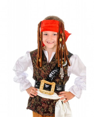 Детский карнавальный сценический костюм Джека Воробья. В комплекте: рубашка, жил. . фото 3