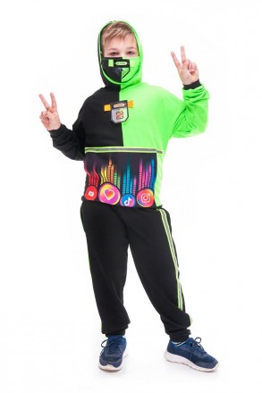 «Блогер зелений» карнавальний костюм для підлітків.
У комплекті: кофта з капюшон. . фото 4