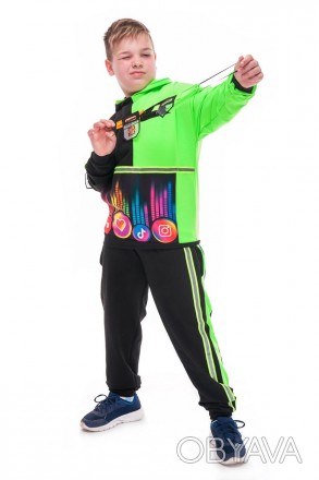 «Блогер зеленый» карнавальный костюм для подростков.
В комплекте: кофта с капюшо. . фото 1