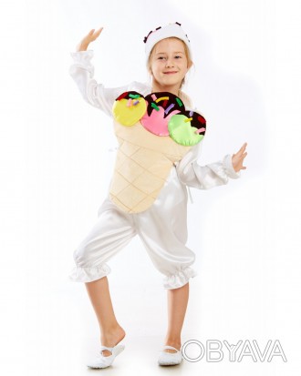 Детский карнавальный костюм Мороженое.
В комплекте: головной убор, рубашка, штан. . фото 1