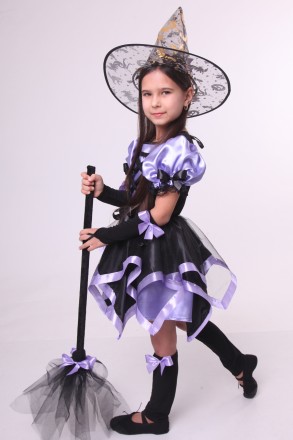 Дитячий карнавальний костюм для дівчинки «ВІДЬМОЧКА».
Основна тканина: атлас;
Об. . фото 2