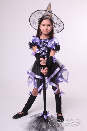 Детский карнавальный костюм для девочки «ВЕДЬМОЧКА».
Основная ткань: атлас;
Отде. . фото 1