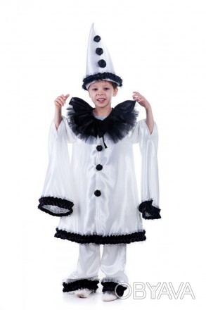 Детский карнавальный костюм Пьеро.
В комплекте: балахон, колпак, штанишки
Матери. . фото 1