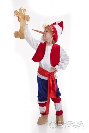 Детский карнавальный костюм Буратино.В комплекте: головной убор - колпак, нос, р. . фото 1