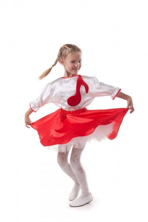 Детский карнавальный костюм Нотки.
В комплекте: юбка, блуза.
Материал:атлас, вел. . фото 4