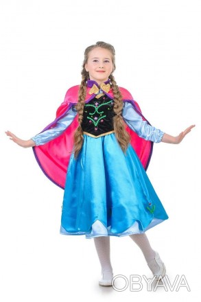 Дитячий карнавальний костюм Анна Крижане серце.
У комплекті: плаття, корсет зі ш. . фото 1