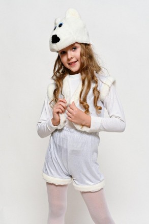 Карнавальний костюм Ведмедик білий.
У комплект входить: жилет, шорти, шапка — ма. . фото 2
