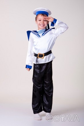 Дитячий карнавальний костюм "Моряк".
У комплекті: штани, сорочка, комір, головни. . фото 1
