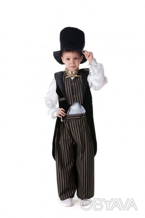 Детский карнавальный костюм "Джентельмен".
 В комплекте: цилиндр, рубашка, брюки. . фото 1