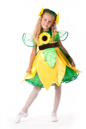 Детский карнавальный костюм ПОДСОЛНУХ для девочки с нарядным платьем.
В комплект. . фото 2