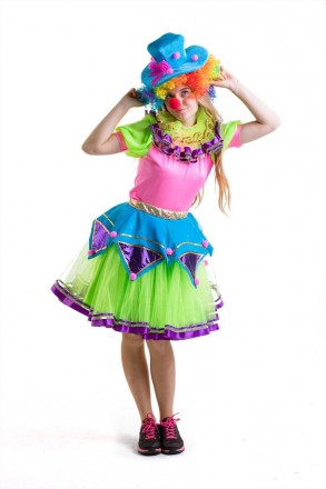 В карнавальный костюм Клоунессы входит:
	Кофта
	Юбка
	Головной убор
	Воротни. . фото 2