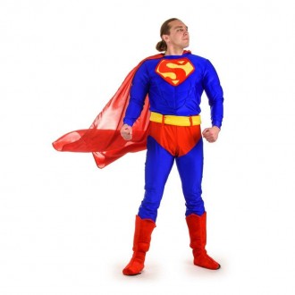 Дорослий карнавальний костюм для аніматора Супермен
У комплекті: кофта, плащ, шт. . фото 2