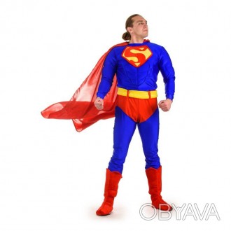 Дорослий карнавальний костюм для аніматора Супермен
У комплекті: кофта, плащ, шт. . фото 1