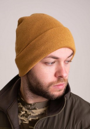 Шапка трикотажна з закотом койот. Умань. фото 1