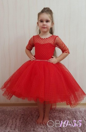 Нарядное праздничное бальное детское платье с укороченной асимметричной пышной ю. . фото 1