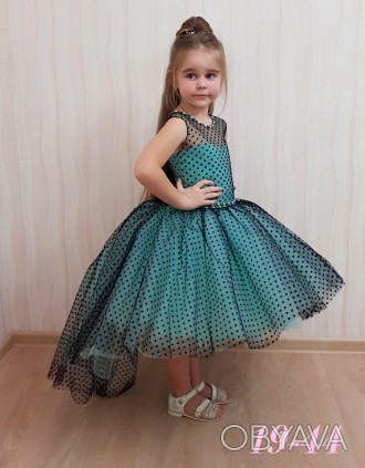 Ошатне святкове бальне дитяче плаття з укороченою асиметричною пишною спідницею . . фото 1