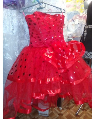 Ошатне святкове бальне дитяче плаття з укороченою асиметричною спідницею та відк. . фото 10