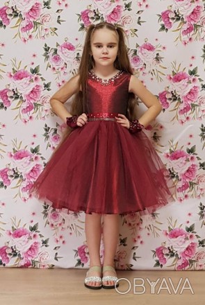 Ошатне святкове бальне дитяче плаття з укороченою пишною спідницею в стилі "Ретр. . фото 1