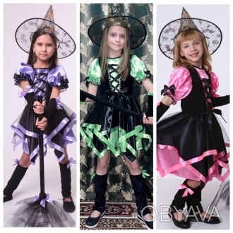 Дитячий карнавальний костюм для дівчинки «ВЕДЬМЕНОЧКА».
Основна тканина: атлас;
. . фото 1