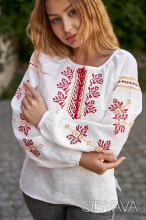 Женская вышиванка блуза лен