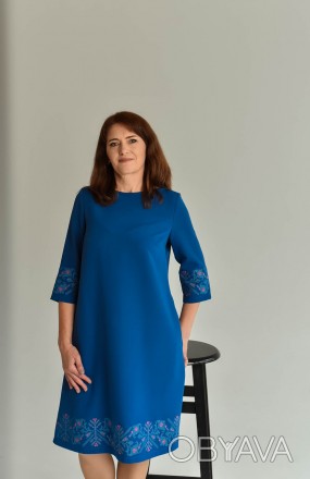 Женское платье вышиванка синее
