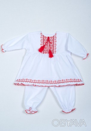 Хрестильний набір для дівчинки представлений комплектом із плаття-вишиванки та ш. . фото 1