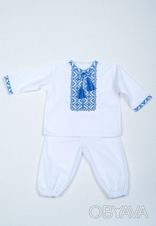 Хрестильний набір для хлопчика представлений комплектом із сорочки-вишиванки та . . фото 1
