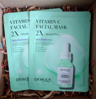 Тканевая маска для лица Bioaqua Vitamin C Shrink Pores Facial Mask, с витамином . . фото 2