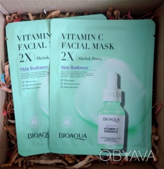 Тканевая маска для лица Bioaqua Vitamin C Shrink Pores Facial Mask, с витамином . . фото 1