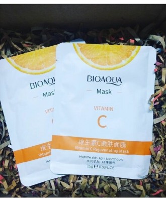 Тканинна маска для обличчя Bioaqua Cahnsai Vitamin C .
-відновлює природне сяйв. . фото 2