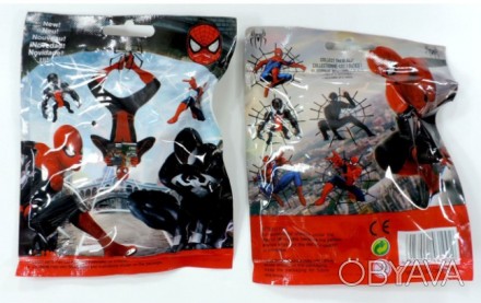 Детские игрушки сделаны в виде пластмассовых фигурок героя Марвел Человека Паука. . фото 1