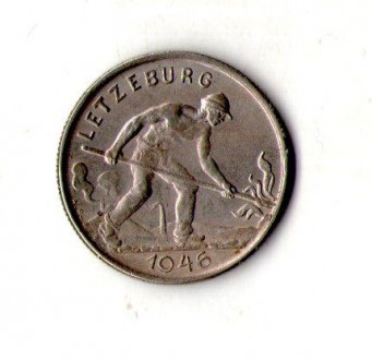 Люксембург 1 франк 1946 рік №1192. . фото 2