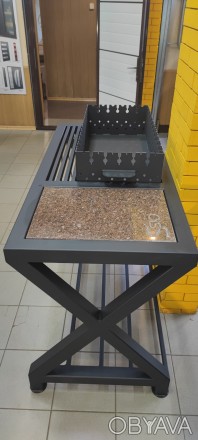 Мангал з котлової сталі 4мм, с гранітною плитою і кочегарним інструментом. . фото 1
