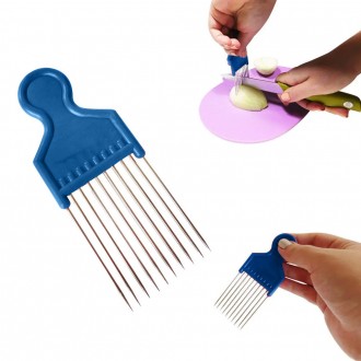 Держатель фиксатор для нарезки лука, овощей Синий. Черкассы. фото 1