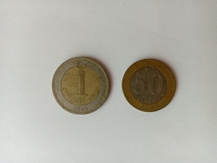 Турецкая лира и 50 курушей 2005 годов.
Две монеты продаются вместе. Цена 100 гр. . фото 2