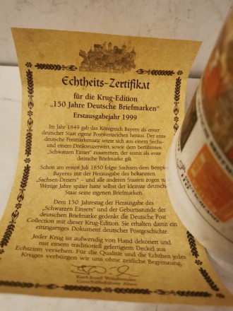 Коллекционный фарфоровый пивной бокал с оловянной крышкой, Германия. Ручная росп. . фото 3