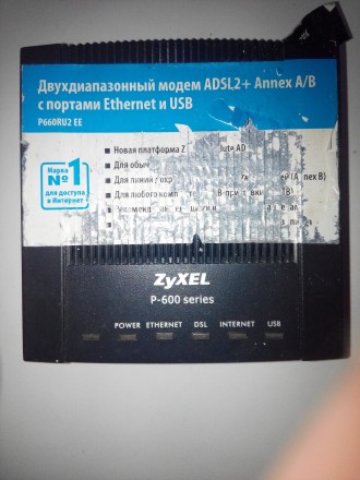 Двухдиапазонный модем ADSL2+ Annex A/B с портами Ethernet и USB
в комплекте каб. . фото 2