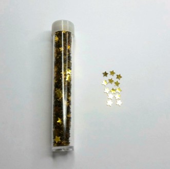 Металлизированные пайетки для ногтей "Золотые звездочки".
Размер бано. . фото 2