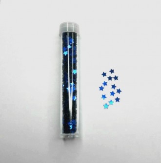 Металлизированные пайетки для ногтей "Синие звездочки".
Размер баночк. . фото 2