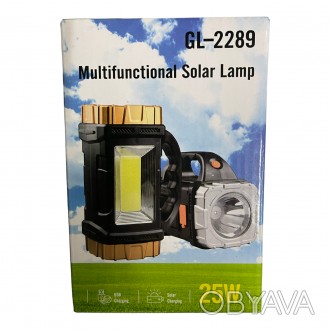 Переносной ручной аккумуляторный фонарь на солнечной батарее GL-2289-25W - это н. . фото 1