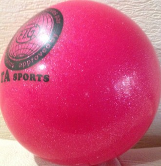 Блестящий мяч для художественной гимнастики диаметр 15см цвет розовый с блесткам. . фото 7