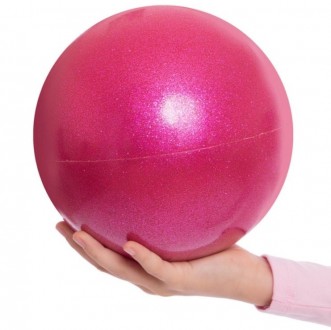 Блестящий мяч для художественной гимнастики диаметр 15см цвет розовый с блесткам. . фото 3