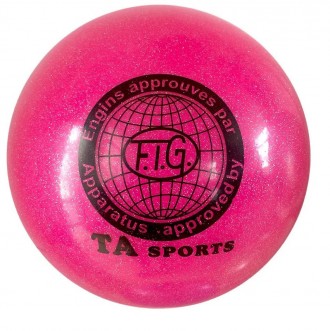 Блестящий мяч для художественной гимнастики диаметр 15см цвет розовый с блесткам. . фото 6