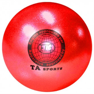 Блестящий мяч для художественной гимнастики диаметр 15см цвет красный с блесткам. . фото 7
