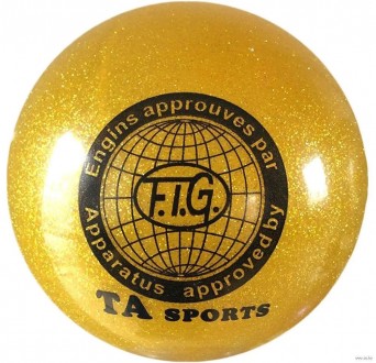 Блискучий м'яч для художньої гімнастики діаметр 15 см колір жовтий із блискіткам. . фото 6
