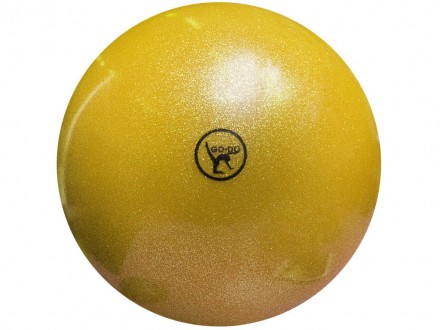 Блискучий м'яч для художньої гімнастики діаметр 15 см колір жовтий із блискіткам. . фото 5